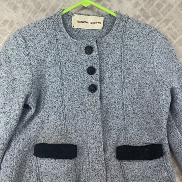 Jennifer Roberts Womens 12 Jacket Gray Wool Blend 3/4 Sleeve Contemporary Modest - Picture 2 of 16